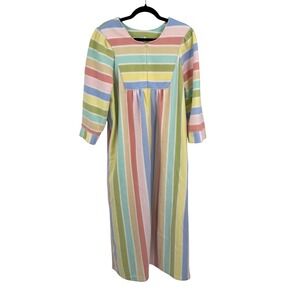 VTG Saybury Womens L Multi-Color Fleece Striped Lounger Sleepwear Robe Housecoat